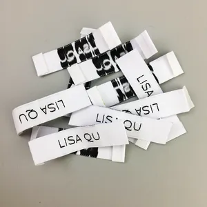 Étiquettes tissées en coton damassé avec logo pour vêtements, étiquettes de taille tissées, étiquettes de vêtements de haute qualité, directement de l'usine - Product Image 1