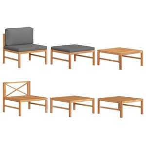 Conjunto de Muebles de Jardín Gris Oscuro con Madera de Teca Natural y Poliéster, Muebles de Exterior Elegantes - Product Image 1