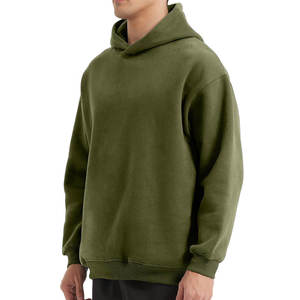 Hoodie uni épais et ample pour homme en coton molletonné, personnalisable, coupe courte et lourde - Product Image 3