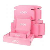 Caja de Envío de Cartón Rosa con Asa, Impresa Personalizada con Logotipo, Hecha con Materiales Reciclados, Diseño Plegable de 2mm para Calcetines