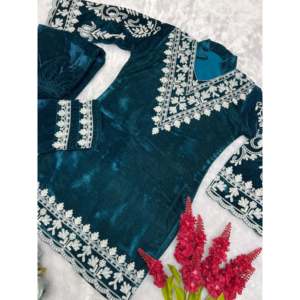 Conjunto de traje de fiesta de mujer de diseñador con hilo de bordar conjunto de cordón elegante de trabajo - Product Image 4