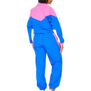 Custom <b>Women</b> <b>Windbreaker</b> Tracksuit Chevron Colorblock Hooded Lightweight Gym Jogging Suit Two Piece Set - Product Image 3