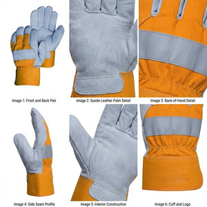 Nouvelles gants de sécurité en cuir de vachette pleine fleur, antistatiques, résistants à la chaleur, avec manchette caoutchoutée, usage général, durables - Product Image 4