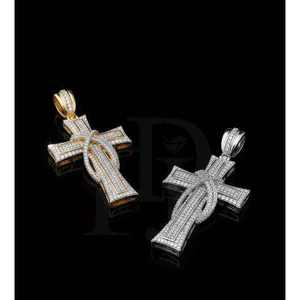 Collar con Colgante de Cruz de Diseño Hip Hop para Hombre, con Diamantes Incrustados, Oro 10K 14K, Plata, Joyería Religiosa - Product Image 4