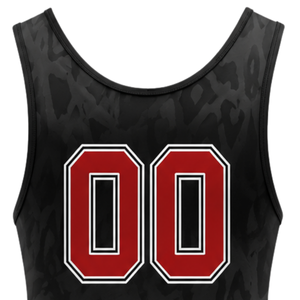 Singlet de Lucha Sublimado en Negro y Rojo para Hombre, Uniforme Deportivo de Poliéster sin Mangas para Entrenamiento y Combate de Lucha - Product Image 5