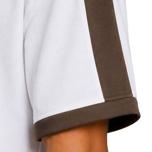 White Mens Oversized <b>T</b> <b>Shirt</b> And Shorts Set Brown Contrast Panels Custom Logo Crew Neck Casual Streetwear Wholesale Manufacturer - Product Image 5