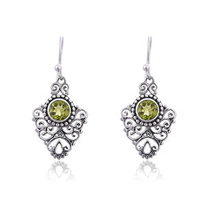 Pendientes Colgantes de Plata de Ley con Turquesa en Forma de Flor, Chapados en Platino, Ligeros, para Boda/Fiesta/Regalo, Precio Económico, Venta al por Mayor - Product Image 1