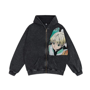 Sweat-shirt à capuche surdimensionné pour homme, imprimé anime, décontracté, pour l'automne, 100% coton, tricoté, coupe classique - Product Image 2