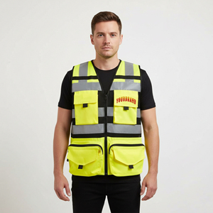 Premium Durable Mesh Fabric High Visibility Reflective Safety Vest <b>LED</b> Flash Waterproof Customized Logo Men's Wholesale Price - Product Image 4