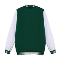 Veste universitaire pour homme, couleur verte et blanche, col rond, manches longues, tricot décontracté en mélange de polyester et de coton, pull pour l'automne