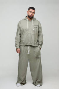 Ensemble de survêtement gris personnalisé pour homme, sweat à capuche zippé, pantalon à jambes larges, streetwear assorti, tenue de sport décontractée en deux pièces - Product Image 5