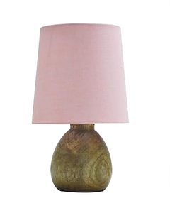<b>Rustic</b> Wood <b>Table</b> Lamp Linen Shade Teardrop Base <b>Bedside</b> Night Light Farmhouse Home Decor - Product Image 3