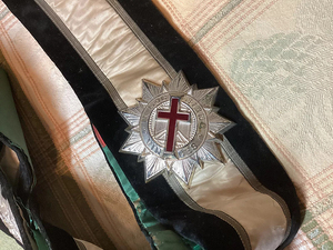 Écharpe Maçonnique OES PHRA Prince Hall Order of the Eastern Star Personnalisée, Chevaliers Templiers Anglais, Officiers Provinciaux, Vintage, Ornement Purpuré - Product Image 3