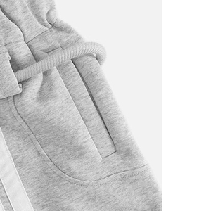Brown Flare Sweatpants With Pink Print Elastic Waist Drawstring Casual Joggers 100% Cotton Midweight Autumn Wear - Product Image 4