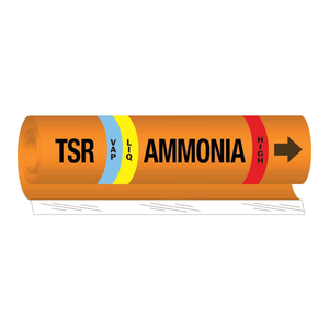 Marqueur de tuyauterie haute pression pour ammoniac Brady TSR LIQVAP - Étiquette flexible pour conduites d'ammoniac haute pression - Product Image 1