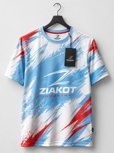 เสื้อยืดออกกำลังกายผู้ชายสีน้ำเงิน ขาว-แดง ดีไซน์ใหม่จากอุตสาหกรรม ZIAKOT - Product Image 1