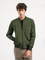 Blouson bomber vert olive pour homme, fermeture éclair, couleur unie, style décontracté, coupe régulière, coupe-vent, polyester, pour l'automne