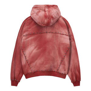 Sweat à capuche premium uni pour homme, style streetwear, 100% coton épais, coupe oversize, en molleton bouclette, personnalisable avec motifs et strass - Product Image 6