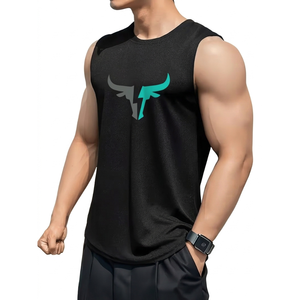 Débardeurs de sport pour hommes personnalisés avec logo, effet vintage délavé, séchage rapide 3D, respirants, coupe ajustée, sans manches pour l'entraînement - Product Image 1