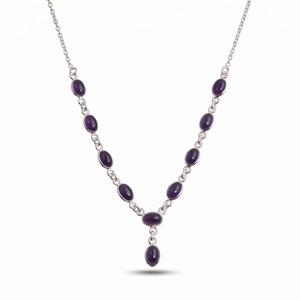 Natural Amethyst Necklace 925 Sterling Silver Multi Stone Necklace Handmade February Birthstone Minimalist Jewelry <b>Gift</b> For Her - Product Image 1