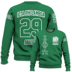Chaqueta Universitaria Verde Esmeralda Personalizada Iota Phi Lambda, Suéter Tejido de la Hermandad Iota Phi Lambda - Product Image 4