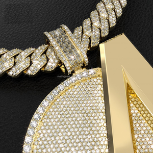 Plaque ronde de luxe Offre Spéciale avec pendentif à 4 chiffres VVS Moissanite diamant glacé Hip Hop argent plaqué or bijoux pour hommes - Product Image 3