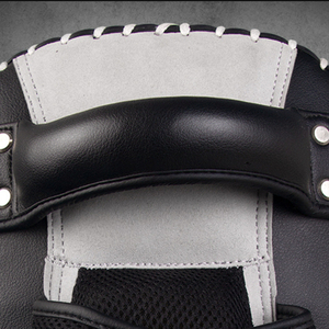 Leather Boxing <b>Focus</b> Mitts Black White Hook Loop Closure Adjustable Wrist Strap Adults Martial Arts Training Gear - Product Image 5
