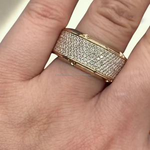 Wide Pave Moissanite Cluster <b>Ring</b> 925 Sterling <b>Silver</b> Rhodium Plated Hip Hop Style Statement Wedding Anniversary Gift for <b>Men</b> - Product Image 3