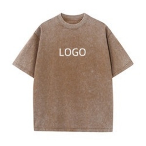 เสื้อยืดผู้ชายแบบขายส่ง OEM ล้างสีด้วยกรด คุณภาพสูง ไซส์ใหญ่ สไตล์วินเทจ ผ้าคอตตอนหนา 100% เสื้อยืดล้างสีด้วยกรด - Product Image 1