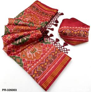 Sari y Blusa de Seda Patola de Excelente Calidad para Festivales con Bordado Lagadi Patta y Zari, Proveedor y Exportador Mundial - Product Image 5