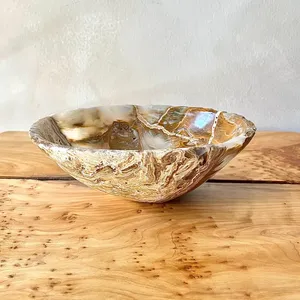 Cuenco de ónix de lujo, accesorio decorativo de mármol ónix, centro de mesa de piedra pulida de primera calidad, ónix artesanal hecho a mano, precio de venta al por mayor. - Product Image 2