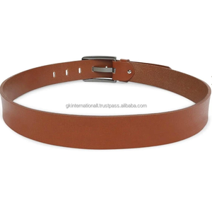 Ceinture décontractée en cuir pleine fleur marron pour homme avec boucle ardillon en laiton élégante – Style affaires et décontracté - Product Image 3