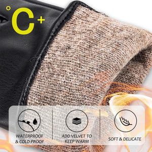 Guantes de piel de oveja SAFETY para mujer, cálidos para invierno, para pantalla táctil, guantes de moda para conducir con forro de lana antiestático sin látex - Product Image 3