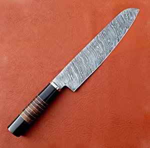 PRESTIGE BLADES Customizable Handmade Damascus Steel Chef <b>Knife</b> Modern Wooden Handle Ambidextrous Design Dishwasher <b>Safe</b> Brushed - Product Image 2