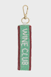 <b>Green</b> Wine Club Beaded Strap Keyring Glass Seed Bead Beverage Text Handbag Charm <b>Backpack</b> Accessories Lobster Clasp Key Ring - Product Image 1