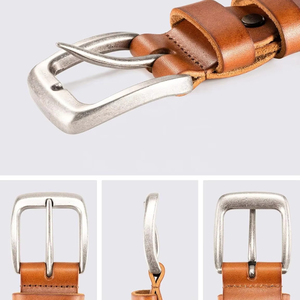 Cinturón Clásico de Cuero Genuino de Vaca de Primera Calidad, Hebilla de Pin para Oficina, Venta Directa de Fábrica, Precio al por Mayor - Product Image 3