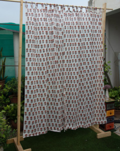 Rideau en coton imprimé à la main motif floral, draperie de fenêtre indienne faite à la main, panneau de rideau de décoration intérieure style bohème pour salon - Product Image 4