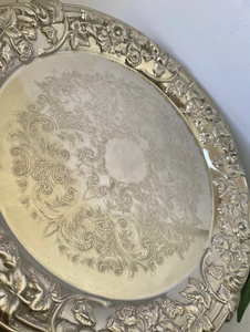 Assiettes de présentation classiques modernes en aluminium gaufré faites à la main, finition argent brillant, pour la table de Ramadan, Diwali, Noël, Nouvel An - Product Image 3