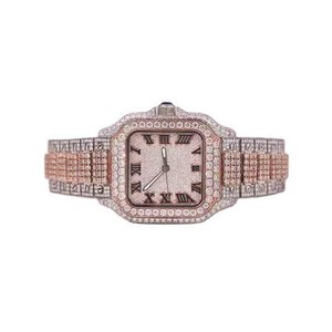 Montre mécanique pour homme de qualité supérieure en or blanc personnalisée avec diamants Moissanite VVS certifiés - Product Image 3
