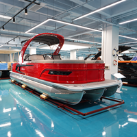 Bateau ponton de luxe en aluminium de 27 pieds, modèle OEM, pour loisirs familiaux, avec plancher en EVA, idéal pour les centres de villégiature et les croisières sur le lac.