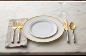 Juego de cubiertos modernos con textura de bambú, de acero inoxidable con acabado dorado, resistente al óxido, apto para lavavajillas, para bodas, fiestas y restaurantes. - Product Image 6