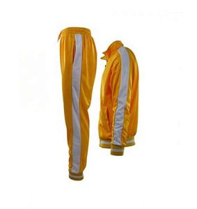 ชุดวอร์มสีเหลืองแบบ unisex เสื้อแจ็คเก็ตซิปเต็มตัวพร้อมกระเป๋าข้างและกางเกงรัดเชือก สไตล์ชุดกีฬา สีพื้น ทรงปกติ - Product Image 6