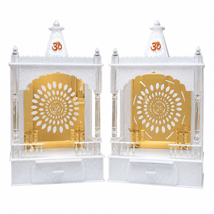 Templo de Madera Artesanal de Primera Calidad con Luz LED, Elegante Mandir para Pooja, Hogar, Oficina, Recepción, Lujoso Templo Hindú Devocional, Tamaño Personalizado - Product Image 1