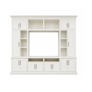 Modern White <b>TV</b> <b>Stand</b> Wall Unit Custom Teak Wood Entertainment Cabinet for Hotel Home Apartment Villa Interior Projects - Product Image 1
