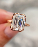 Bague de fiançailles de luxe en or rose avec diamant de laboratoire taille émeraude 1,50 carat, style classique pour femme