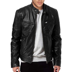 Chaqueta de cuero PU informal para hombre, corte ajustado, estilo motociclista, a prueba de viento, con solapa, chaqueta moderna para hombre - Product Image 2