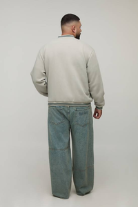 Blouson Bomber Varsity Unisexe en Cuir Véritable et Laine, Style Vintage Streetwear, Coupe Ample, Matelassé, Coupe-Vent, avec Lettres Brodées sur le Devant - Product Image 2