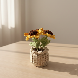 Decoración de Girasol Tejida a Crochet, Planta en Maceta, Adorno Temático de Punto, Muñeco Amigurumi de Girasol, Regalo de Vietnam - Product Image 1