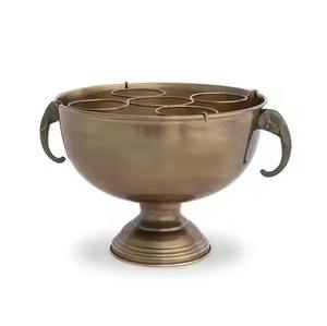 Cubo de hielo metálico vintage con asa de elefante para champán, enfriador de vino, soporte para varias botellas, tina para bebidas para bar y fiestas - Product Image 1