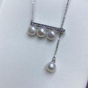 Ensemble collier et bracelet en perles d'eau douce baroques de grande marque, 6-7 mm, Zhuji, design naturel identique - Product Image 3